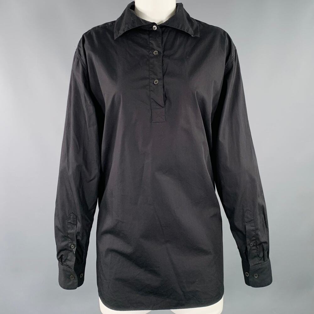 DRIES VAN NOTEN Size 4 Black Cotton Button Up Shirt Dress
